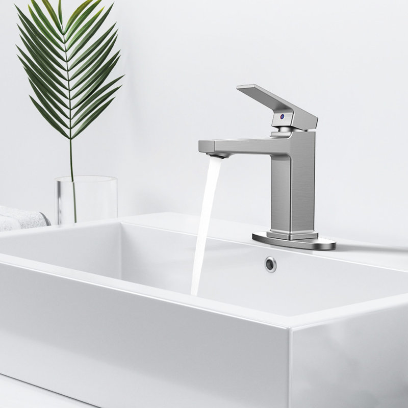 Brushed Nickel Single Handle Deck Mounted Sink Faucet - Scratch, Corrosion Resistance, Water Efficient Feature Bathroom 1 Mount For Hole, Corrosion, Detachable Aerator Easy Cleaning