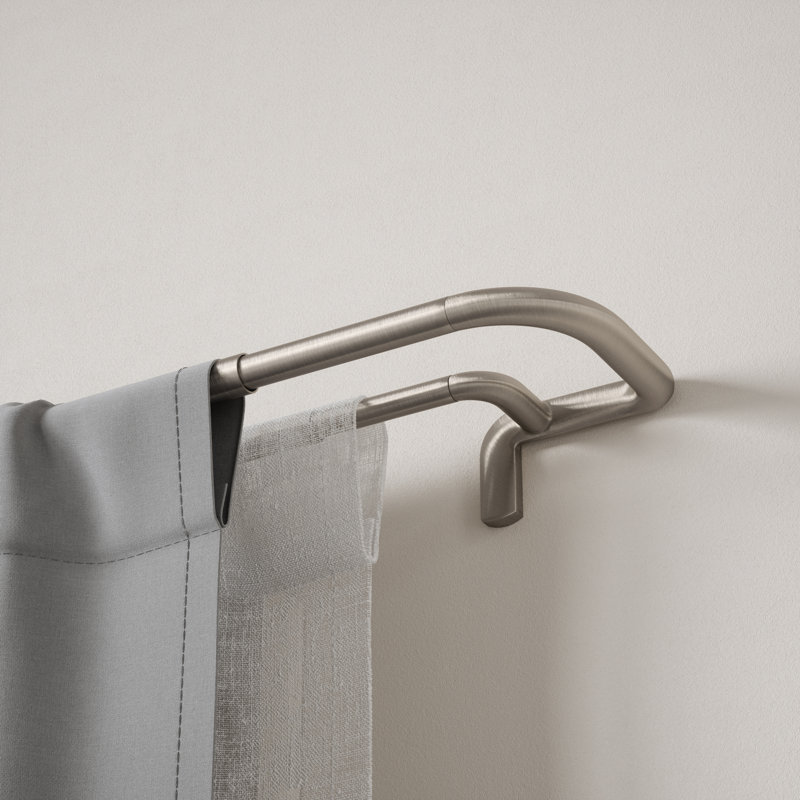 Matte Nickel Double Curtain Rod with Wrap-Around Design