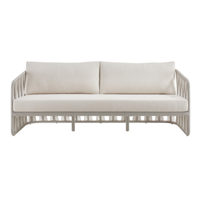 78 po Scheer Canapé d'extérieur en métal crème avec coussins perle