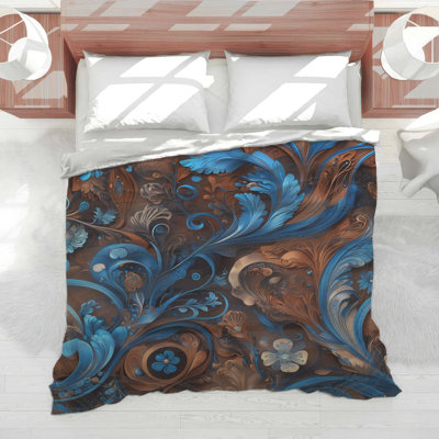 Intricate Blue  Floral Comforter
