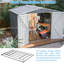 Remise pour outils de jardin 8 x 6 pi imperméable avec base en métal avec structure de plancher, remise à outils avec portes à charnières verrouillables et évents, maison de rangement imperméable pour la cour, la pelouse, gris