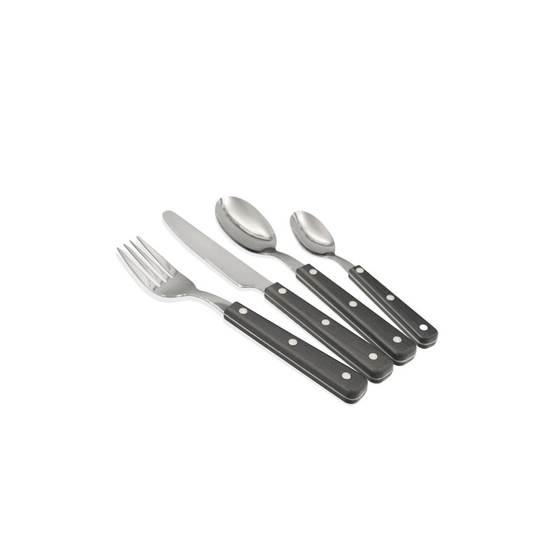 Woody Series Cutlery, Set Of 24, Black