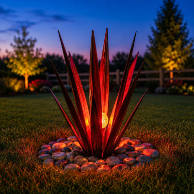 Sculpture d'extérieur moderne en métal avec lumière DEL