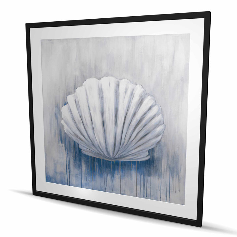 Coquille de feston bleu - imprimé mat bleu classique encadré