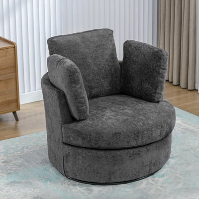 Fauteuil demi-tonneau pivotant avec rangement caché Chenille