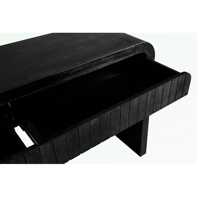 59'' Vintage Crafted Entryway Table Two Hidden Handle Drawers Farmhouse Console Table Easy Assembly, Black