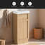 Meuble-lavabo de salle de bain avec lavabo réversible en résine, armoire en panneau de fibres à densité moyenne avec tablette réglable et porte à pousser, finition en mélamine grain de bois, porte réversible, style rustique pour petits espaces