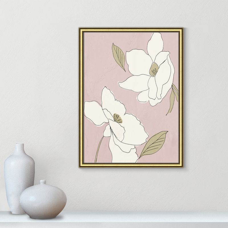 Oleander blanc - cadre photo, Cadre doré, H 24,25 po x l 18,25 po x P 0,88 po