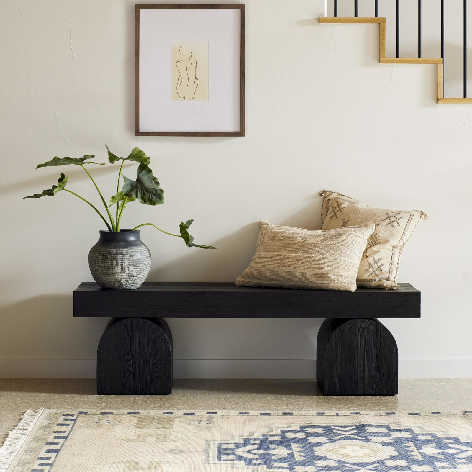 Francois 60" Entryway Bench, Black Elm