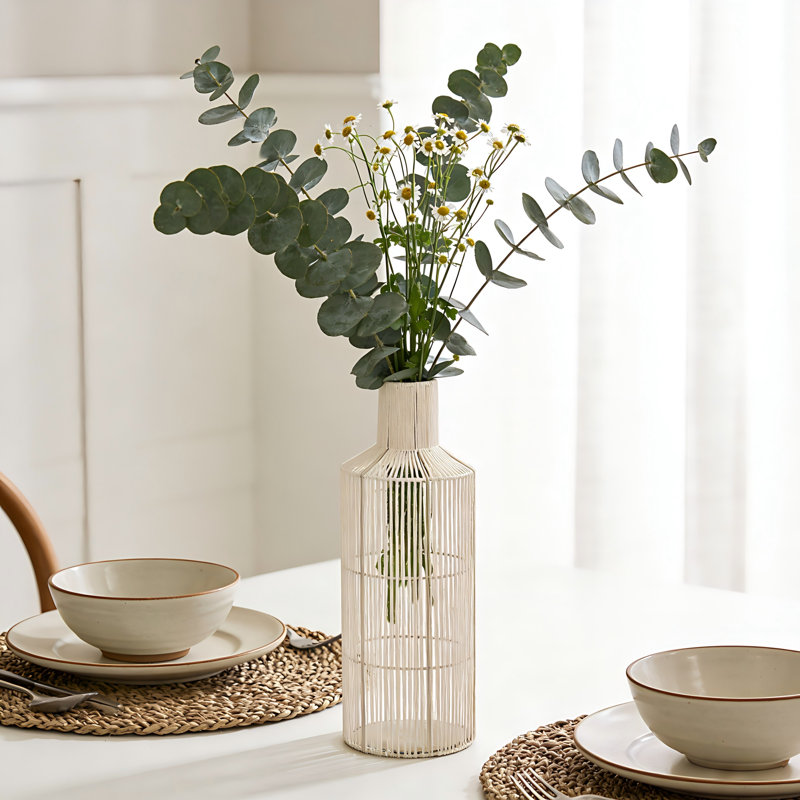Vase en papier, H 24 po x l 8,25 po x P 8,25 po, Blanc