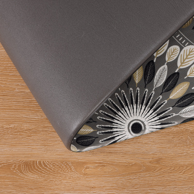 Jalissia Anti-Fatigue Non-Skid Kitchen Mat, Runner 1'5" x 4' + 1'5" x 2'4, Gray/Beige/Black/Tan