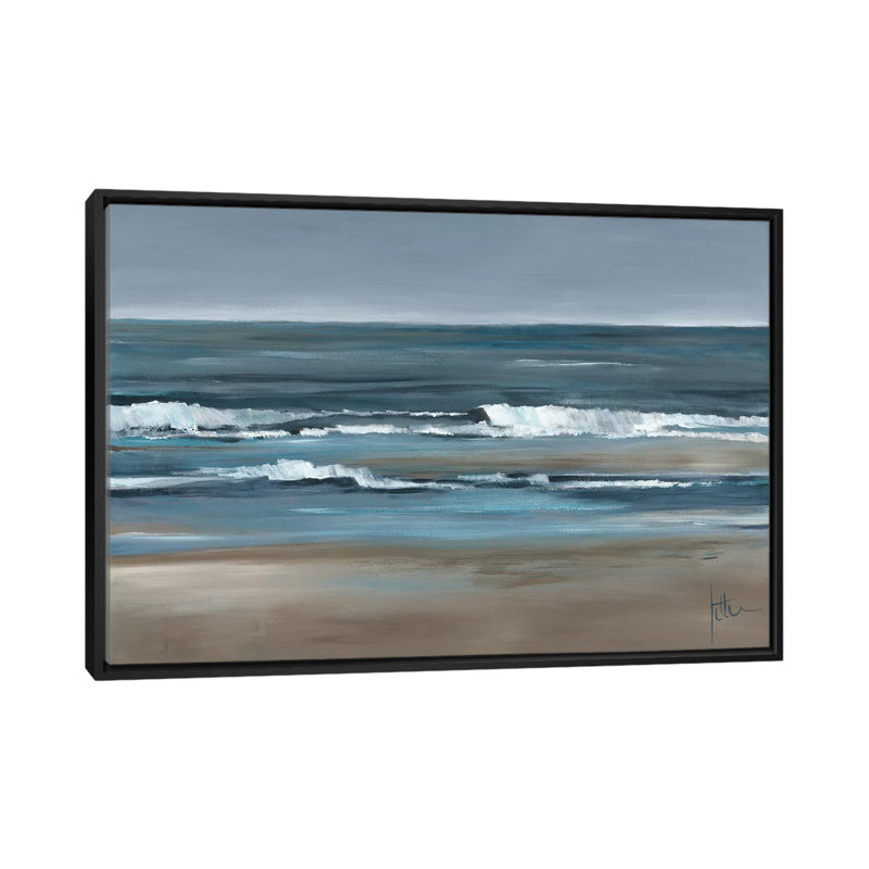 «Waves I», impression sur toile, H 18 po x l 26 po x P 1,5 po, Toile avec cadre noir, Pas de tapis