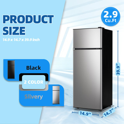 2.9 Cu.Ft Compact 2-Door Mini Fridge with Separate Top Freezer & Bottom Refrigerator, 7-Level Precision Adjustable Thermostat, Energy Saving Quiet Sma — FIN-0019601 | Fridge.com