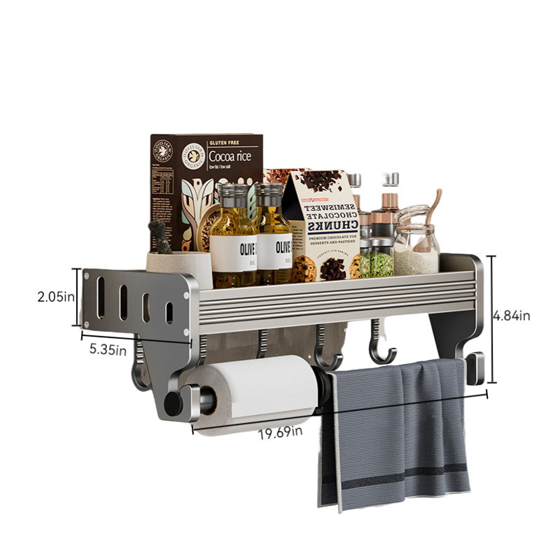 Wall Mounted Kitchen Storage Rack - No Drilling Required, Multi-Functional Spice Rack For Home Use