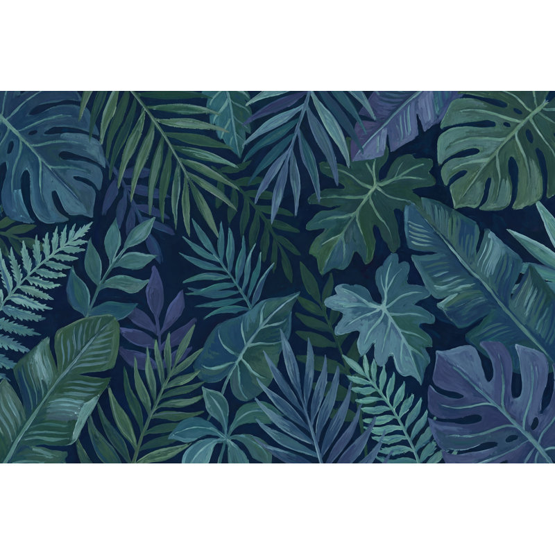 Papier peint botanique tropical Shades Of Green, 140" x 108", Non tissé non collé
