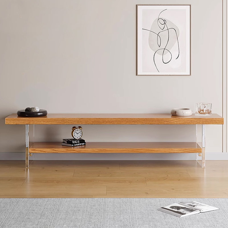 Meuble télé minimaliste moderne en bois massif, H 16,53 po x L 70,86 po x l 15,74 po