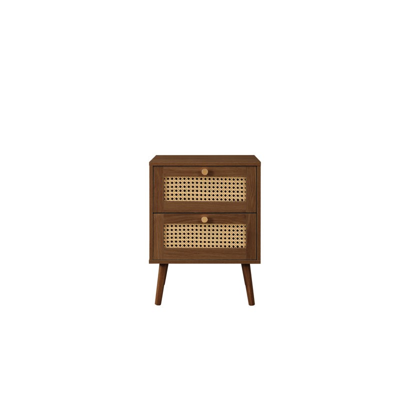 Noemi 2 Drawer Bedside Table, Walnut