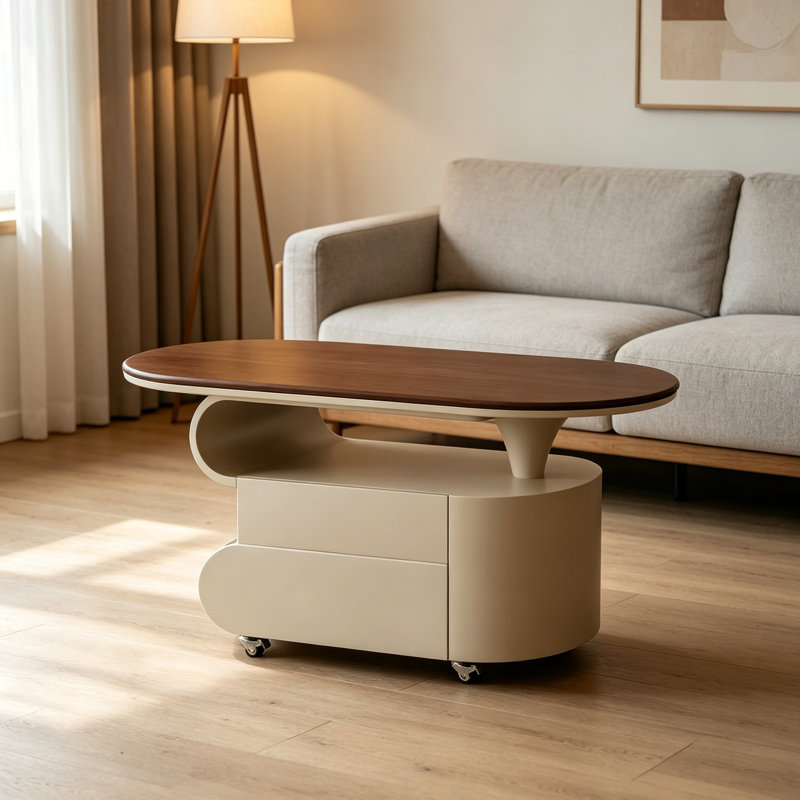 Onorato, 19.68" H x 39.37" W x 19.68" D, Walnut Top/Black/White Base