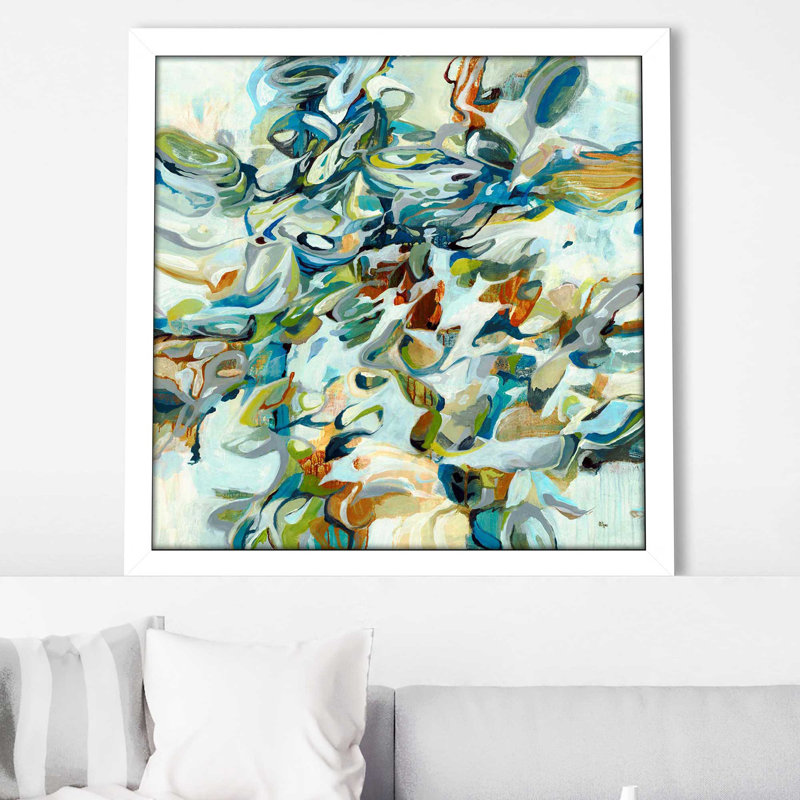 In the Flow III - peinture à cadre flottant, Cadre blanc, H 37,5 po x l 37,5 po x P 1 po