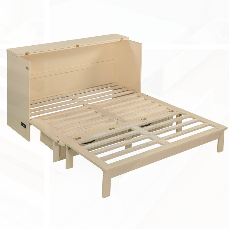 Grand lit escamotable avec grands tiroirs; Ensemble de lattes, solution de couchage compacte et élégante pour les petits appartements