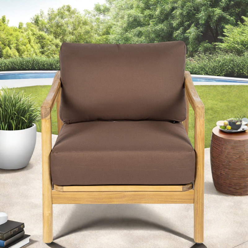 Chaises longues confortables de patio, chaise moderne de corde en bois d'acacia pour la terrasse