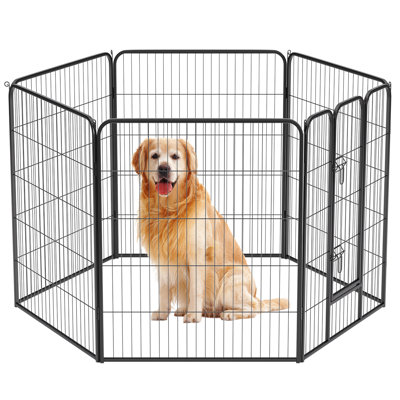 Enclos pour chien à 6 panneaux pour chien de petite et moyenne taille, enclos d'exercice, clôture pour chien avec portes