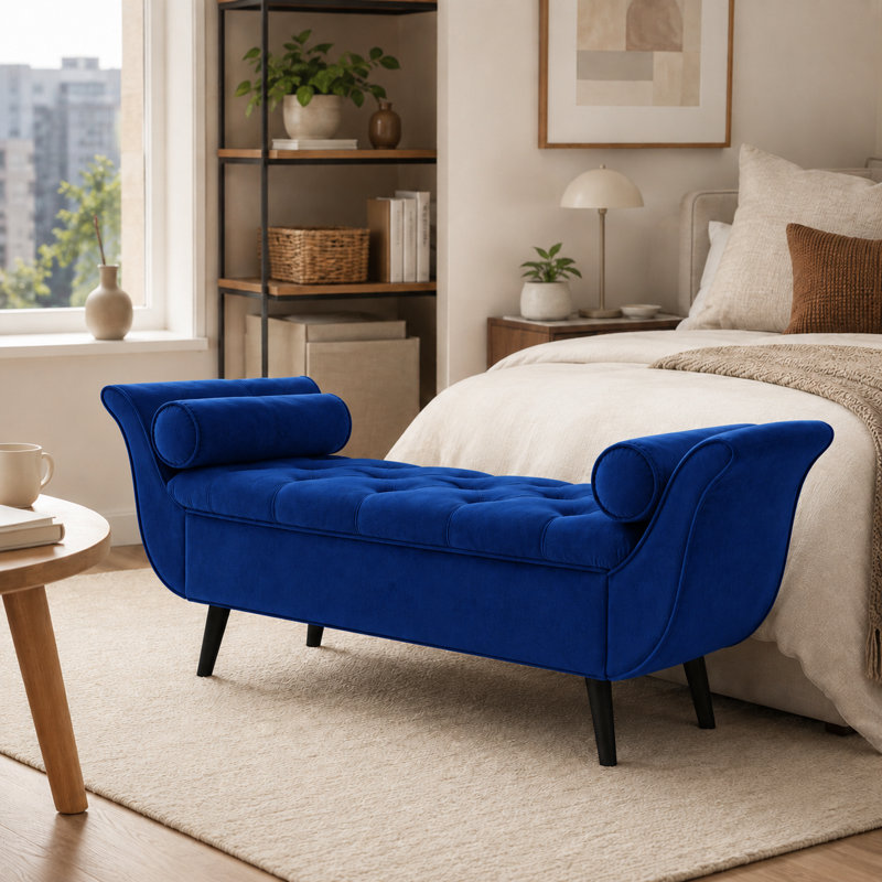 Banc de rangement Villance, Bleu marine