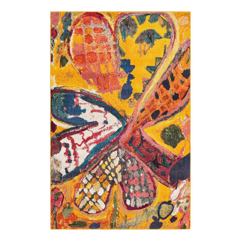 Ansela Washable Abstract Indoor Rug, Rectangle 5'3" x 8'