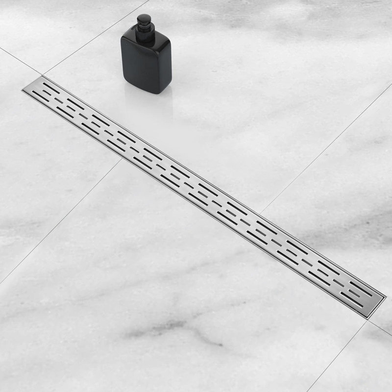 36" Linear Shower Drain With Bar Pattern Grate, Brushed Nickel