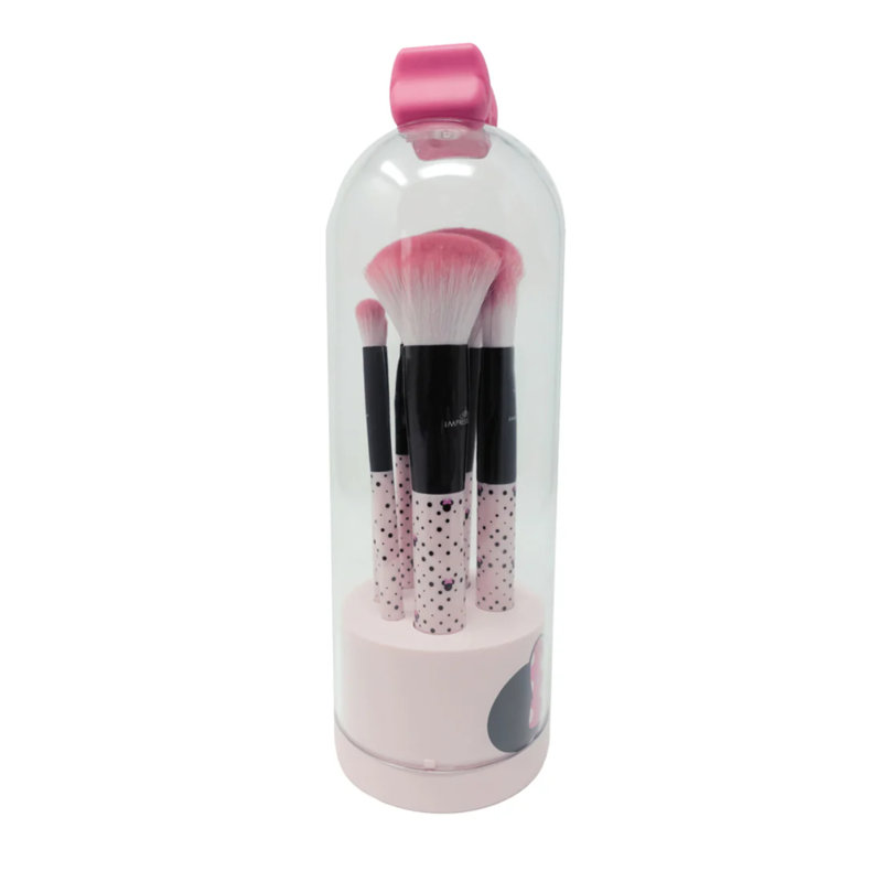 Minnie Mouse Perfectly Pink Bell Jar Gift Set with Black Aluminum Ferrule, Sturdy Base with Cloche