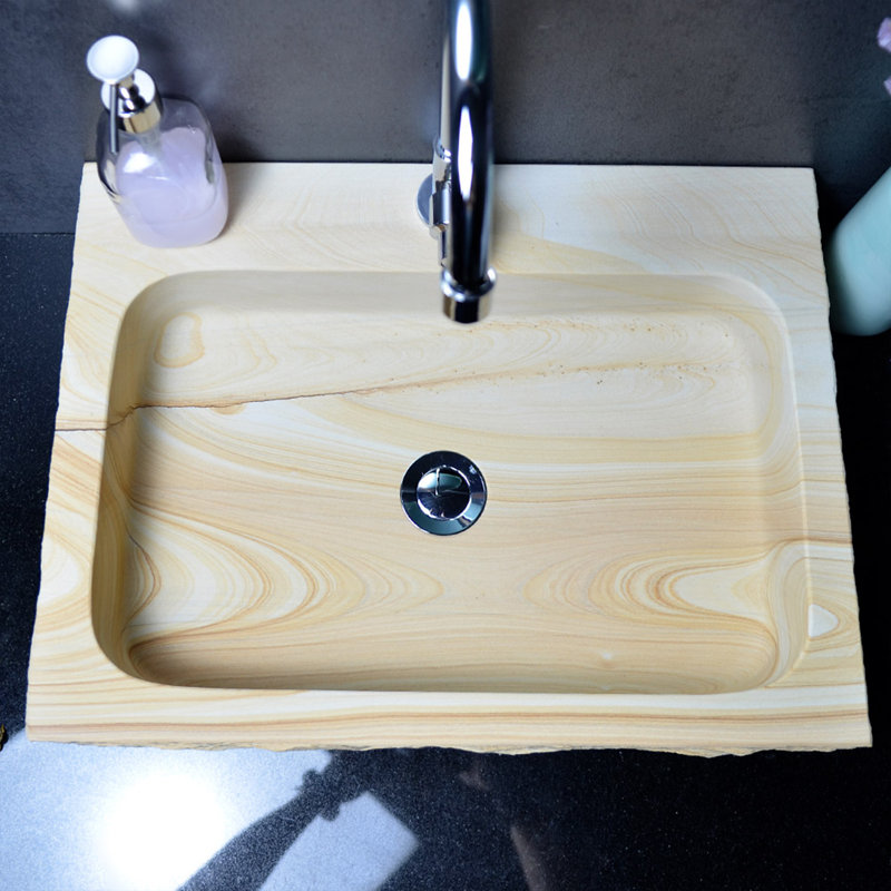 AA Warehousing Jonathan 15'' Brown Stone Rectangular Bathroom Sink