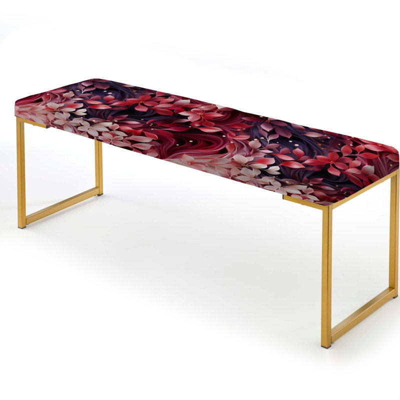 Abstrait fleur romantique rouge et mauve - Banc abstrait tapissier doré