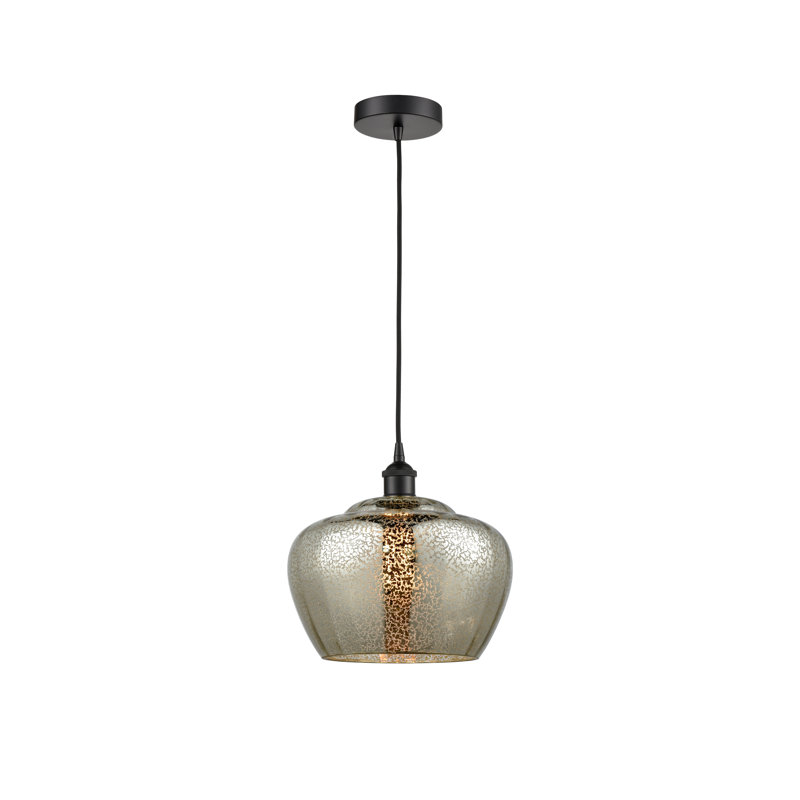 Luminaire suspendu simple à 1 lumière Noille, Noir mat
