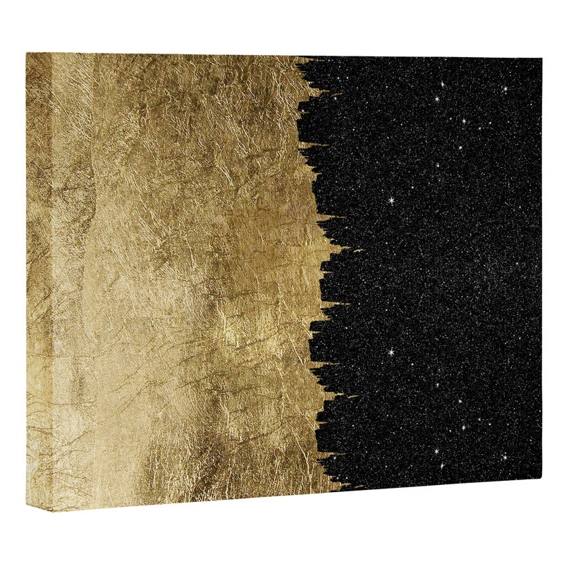 « golden starry night », impression, H 8 po x l 10 po x P 2 po, Toile tendue, Pas de tapis