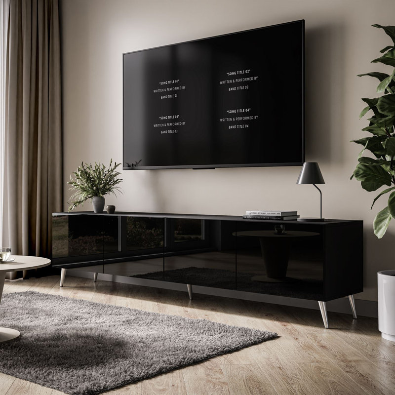 Unfinished TV Stand for TVs up to 58", Black/Silver