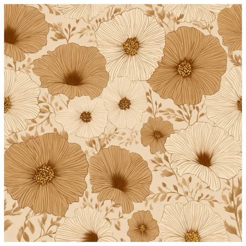 Housse de couette à motif floral, Housse de couette pour lit simple, Beige / brun floral