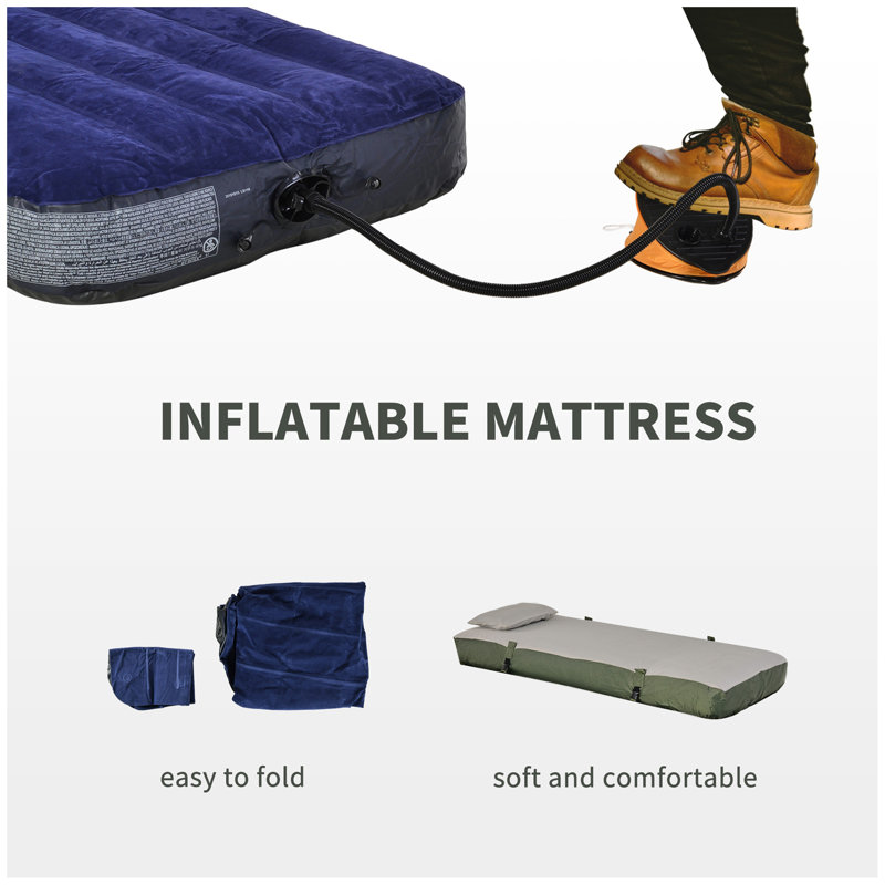 Lit de camp pliant multifonctionnel pour adultes, tente surélevée avec sac de couchage, surmatelas épais, lit de camping portatif pour lit simple