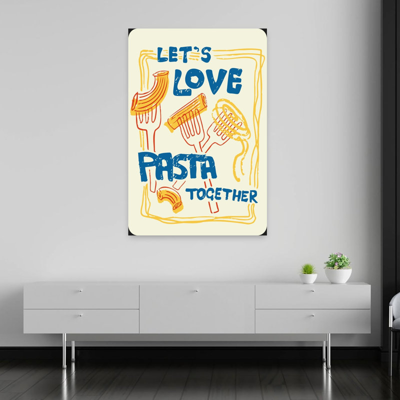 «Love Pasta Together», art mural rétro, H 60 po x l 40 po