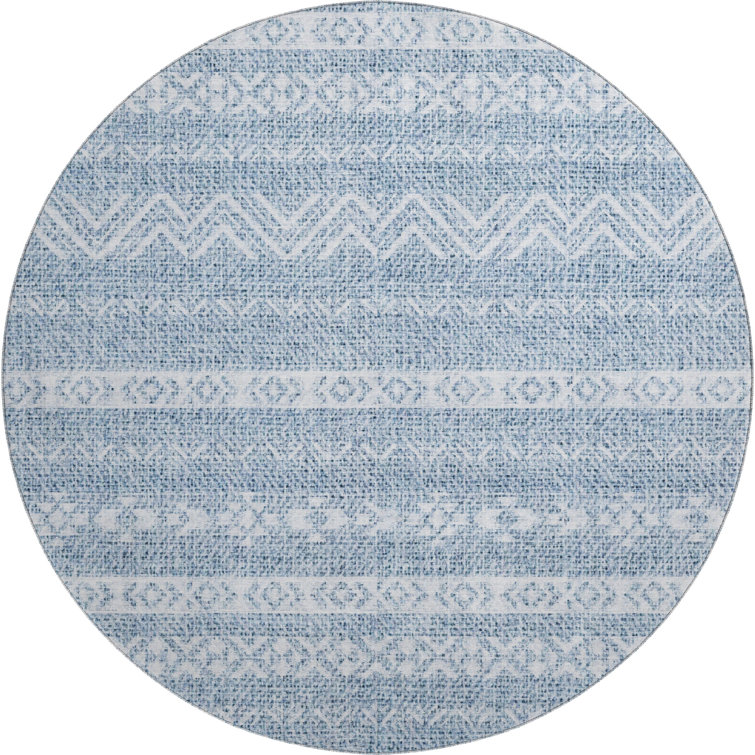 Premium Machine Washable Prisco Blue Rug