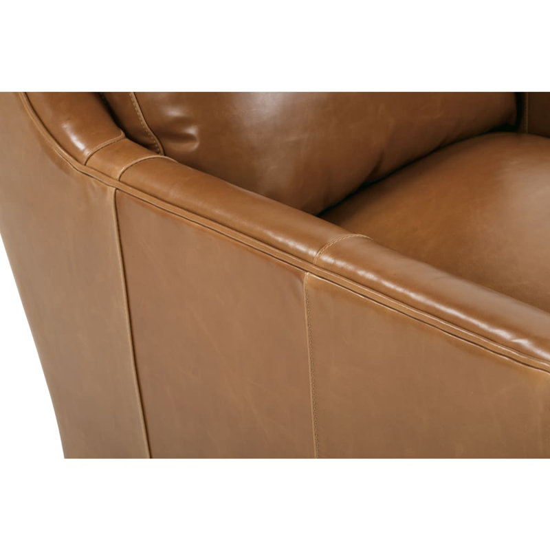 Madeline Armchair, Brown Genuine Leather, Carob