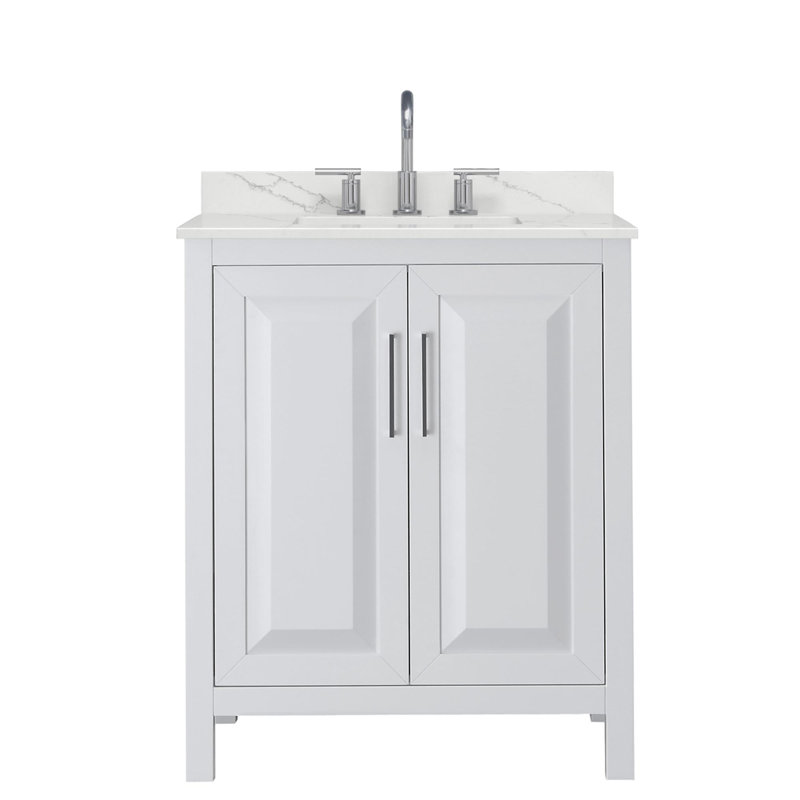 Daria 30'' W Vanity, White Quartz, White, Polished Chrome
