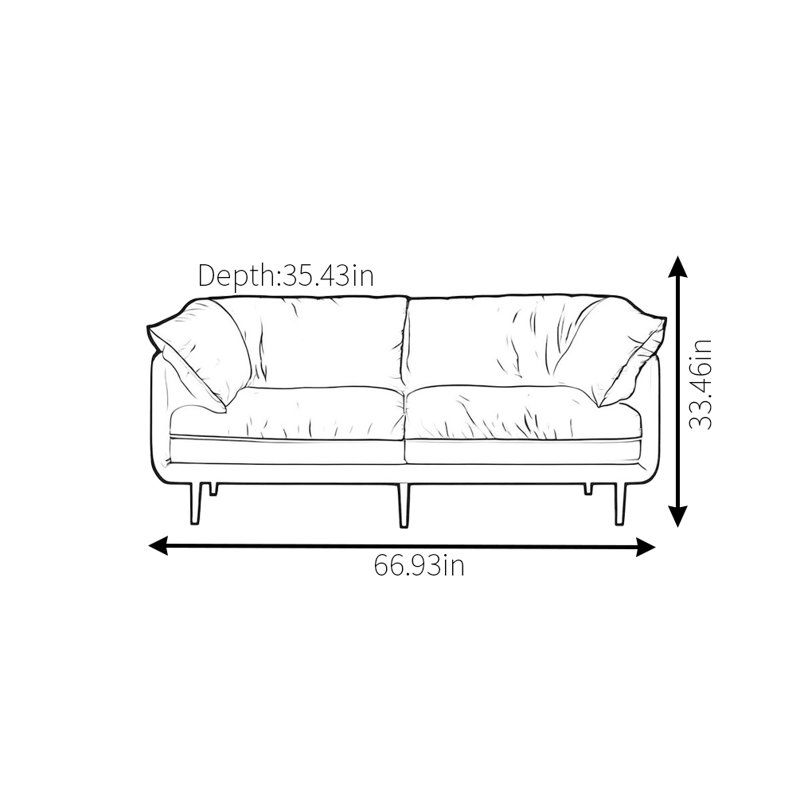 Canapé de luxe rétro haut de gamme, 2, H 33,46 po x l 66,93 po x P 35,43 po