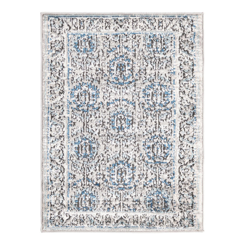 Tapis gris / ivoire / bleu Weingartner, Rectangle 2 pi x 3 pi