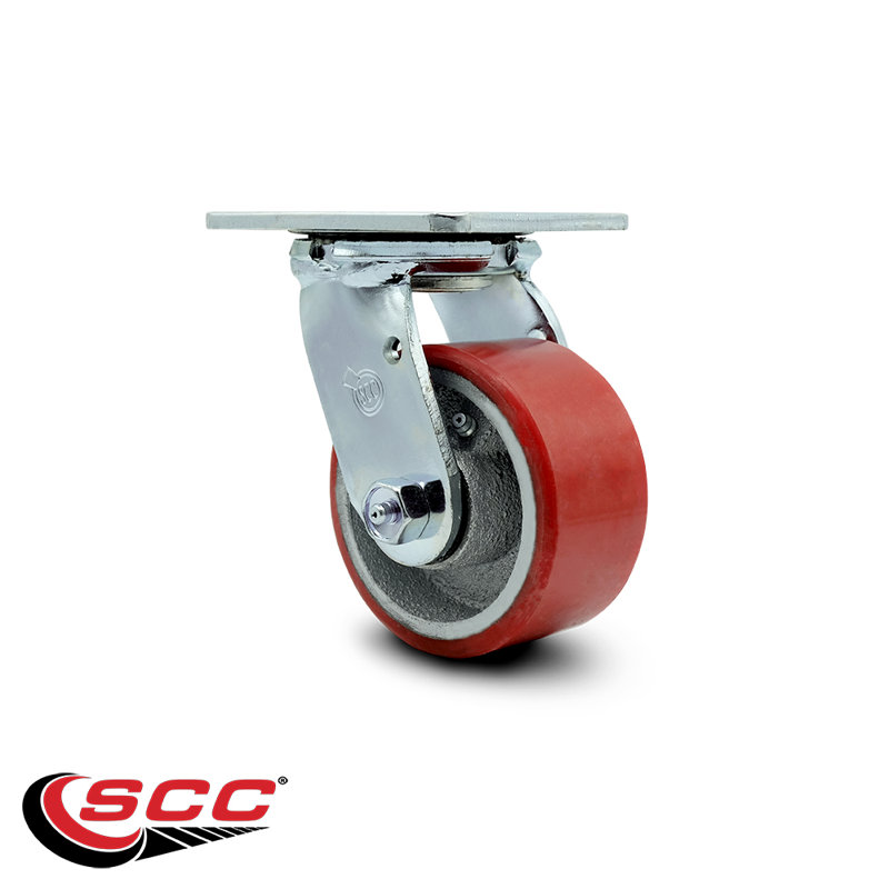 Polyuréthane sur roulettes en fonte, Rouge