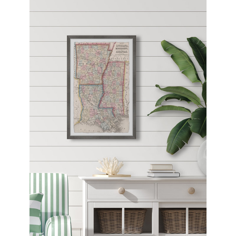 Tri State - Reproduction d'art graphique sur papier encadré, H 30 po x l 20 po x P 1,5 po