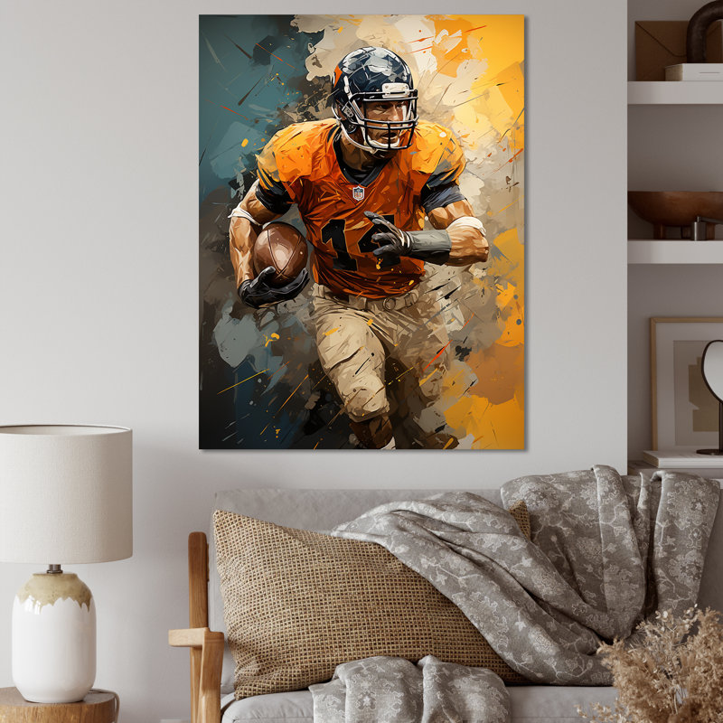«Yellow Football Fragmented Plays - Sports», reproduction d'art sur toile, H 32 po x l 16 po x P 1 po, Toile tendue