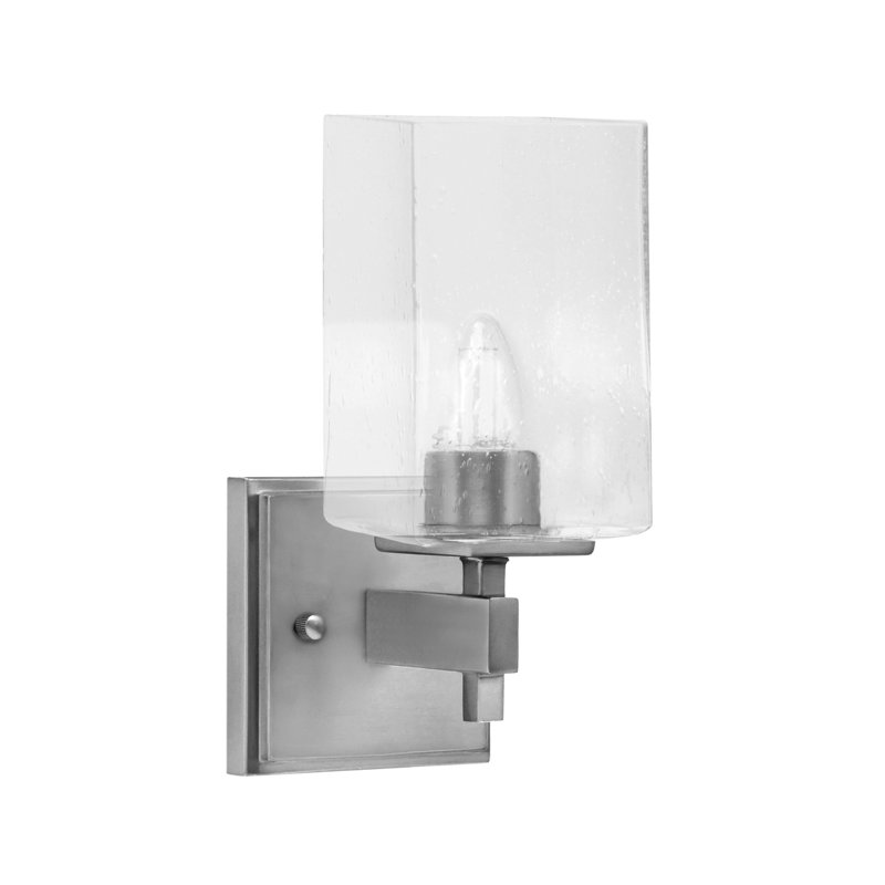 Headland Wall Sconce Shown With 4" Square Clear Bubble Glass, Nickel