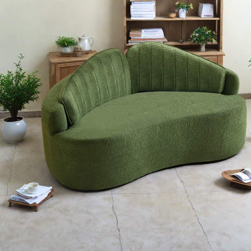 Space-saving Green Sofas, Durable Foam Material, Retro Style For Small Spaces