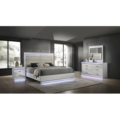 Lashell 4PC Upholstered Bedroom Set with LED Lighting by Mercer41