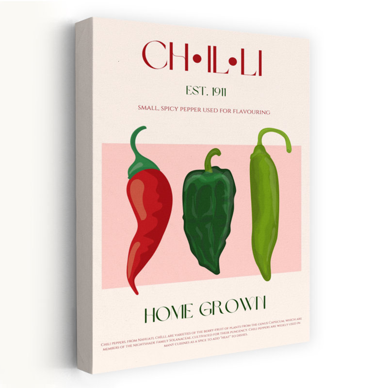 Home Grown Chili Peppers by Nazma Khokhar - Wrapped Canvas Print, 45.72 cm H x 30.48 cm W